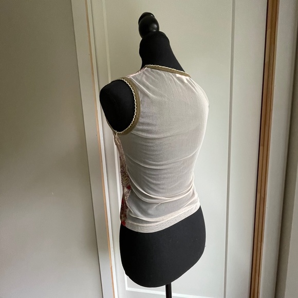 Beaded Sheer Naked Back Sleeveless Top Paisley Jewel Tones - Picture 3 of 10